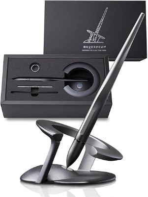 novium Hoverpen Interstellar Edition - Futuristic Luxury Pen Made With Aerospace Alloys, Desk Aesthetic, Free Spinning Executive Pen, Gifts for Men & Women (Space Black)