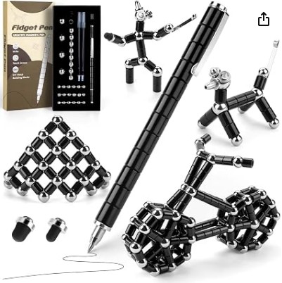 Tigerhu Fidget Pen, Fidget Toys with Ballpoint Pen, Multifunctional Stress Relief Magnetic Cool Pens for Men,Women, Fidgets Magnets Cool Stuff Gifts for 6+ Year Old Boy Girls Kids